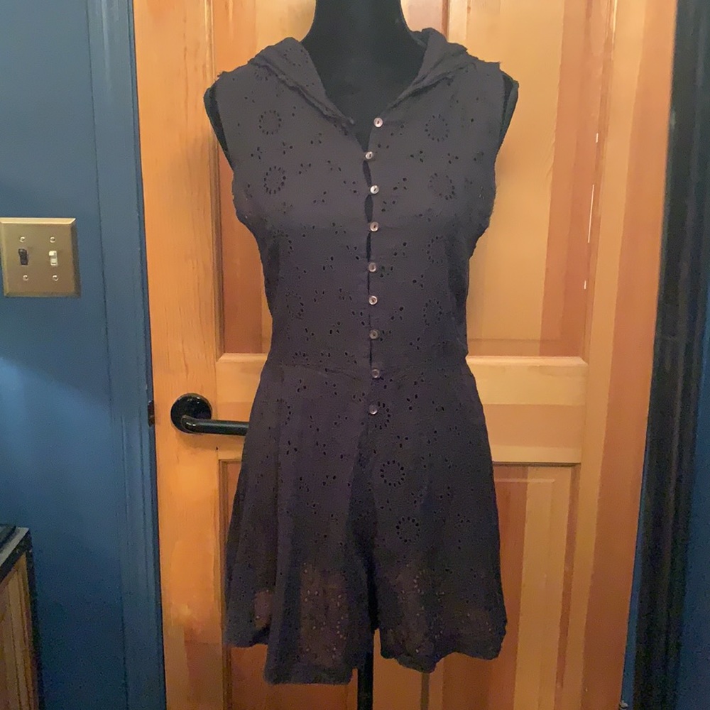 NWOT Free People Black Eyelet Hoodie Romper